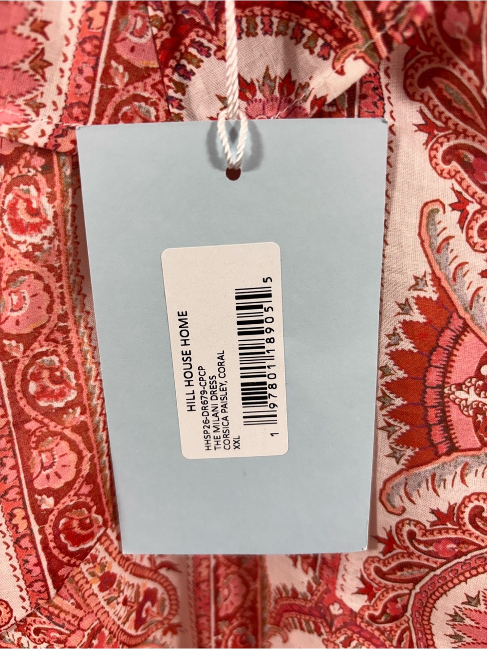Hill House Home The Milani Dress in Coral Corsica Paisley XXL NWT - Picture 7 of 9
